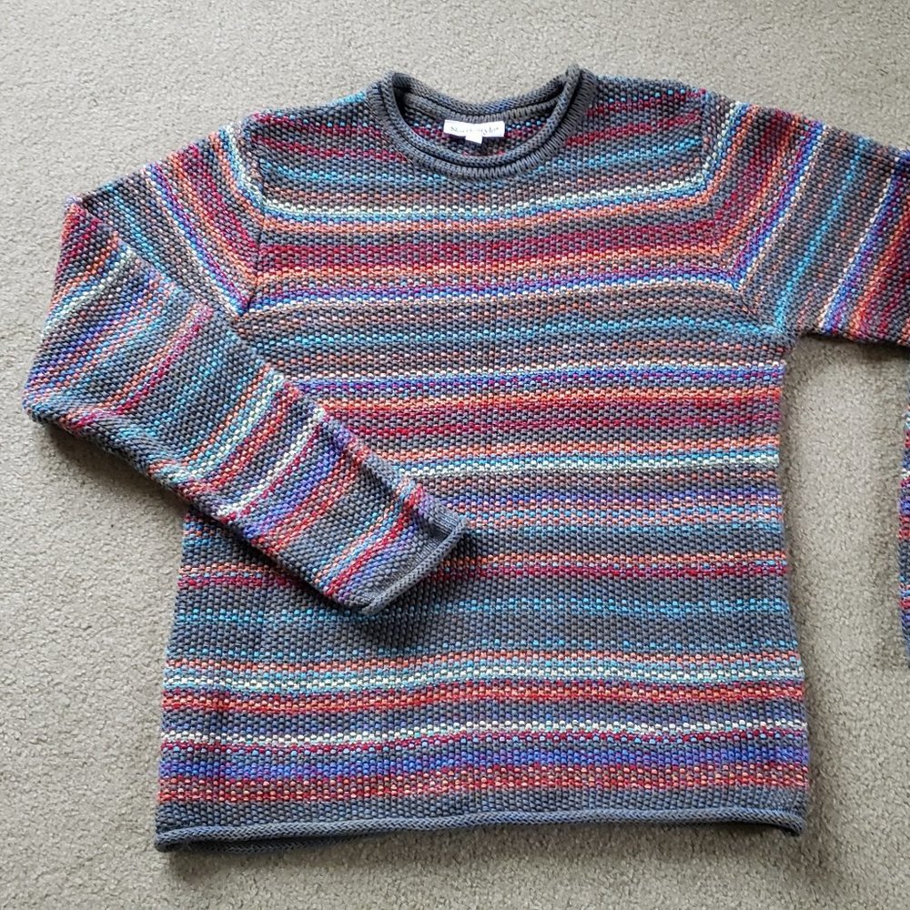 North Style Crew Neck Sweater, Multicolor, Cotton/Acrylic, Size L